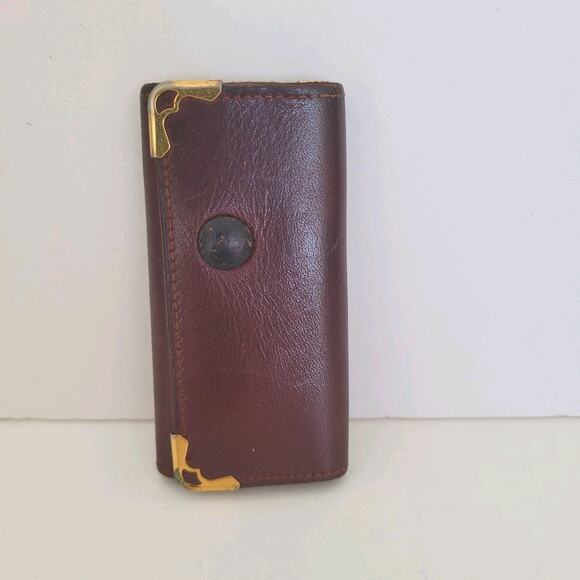 Cartier 4 Key Hooks Charm Case Wallet Red Bordeaux Burgundy Small Logo Leather - Picture 1 of 8